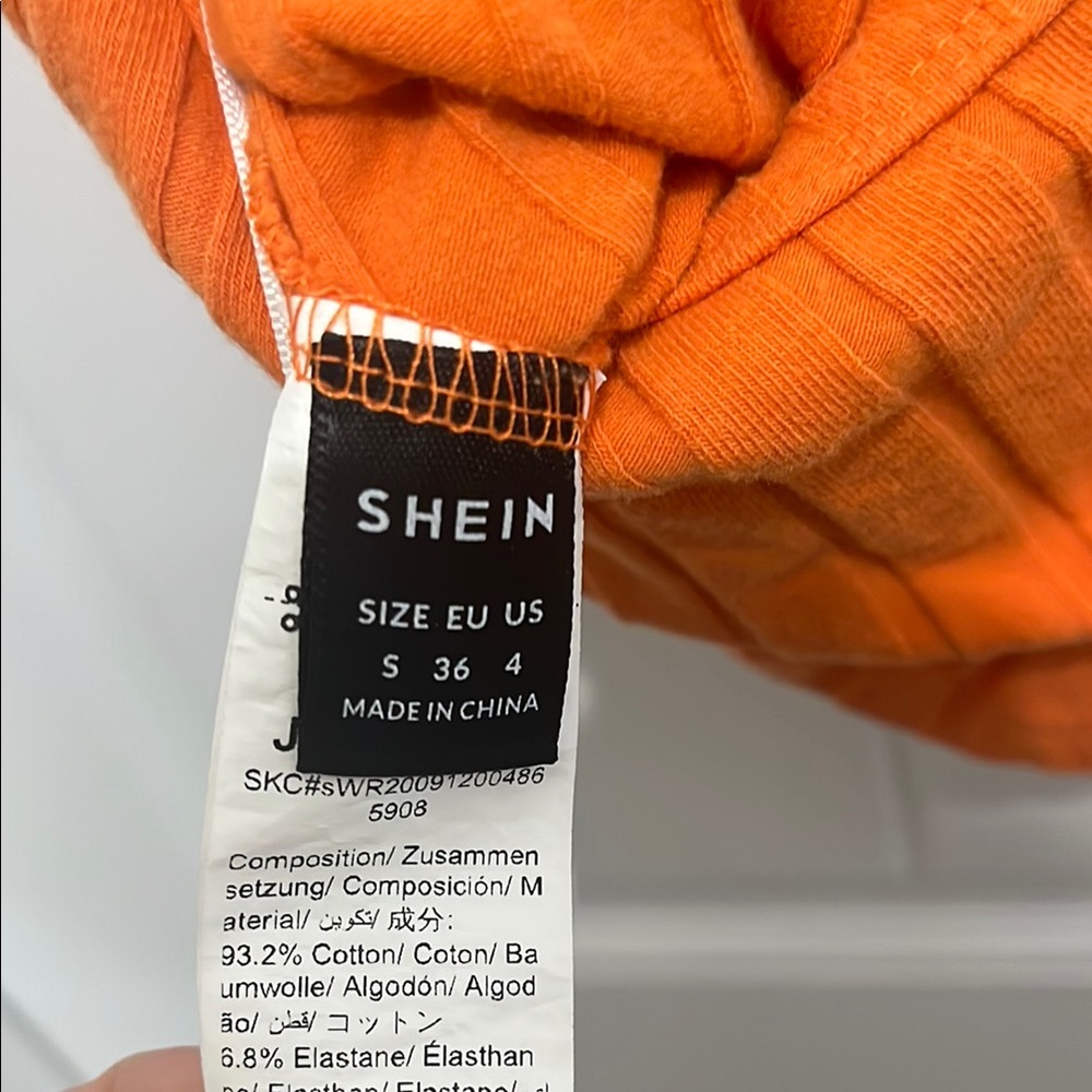 Orange Ribbed One-Shoulder Top - Picture 2 of 3